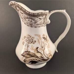 Antique Reflections Mini Pitcher – J. Godinger & Co.- White & Brown Floral
